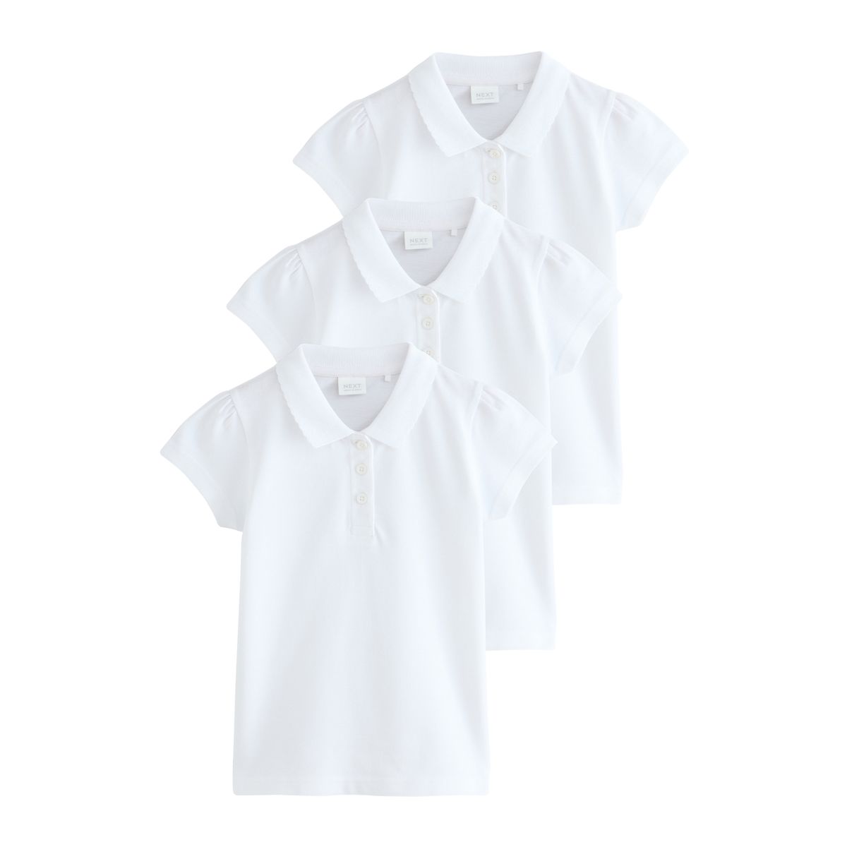 Polo en coton à manches courtes, lot de 3 blanc, NEXT
