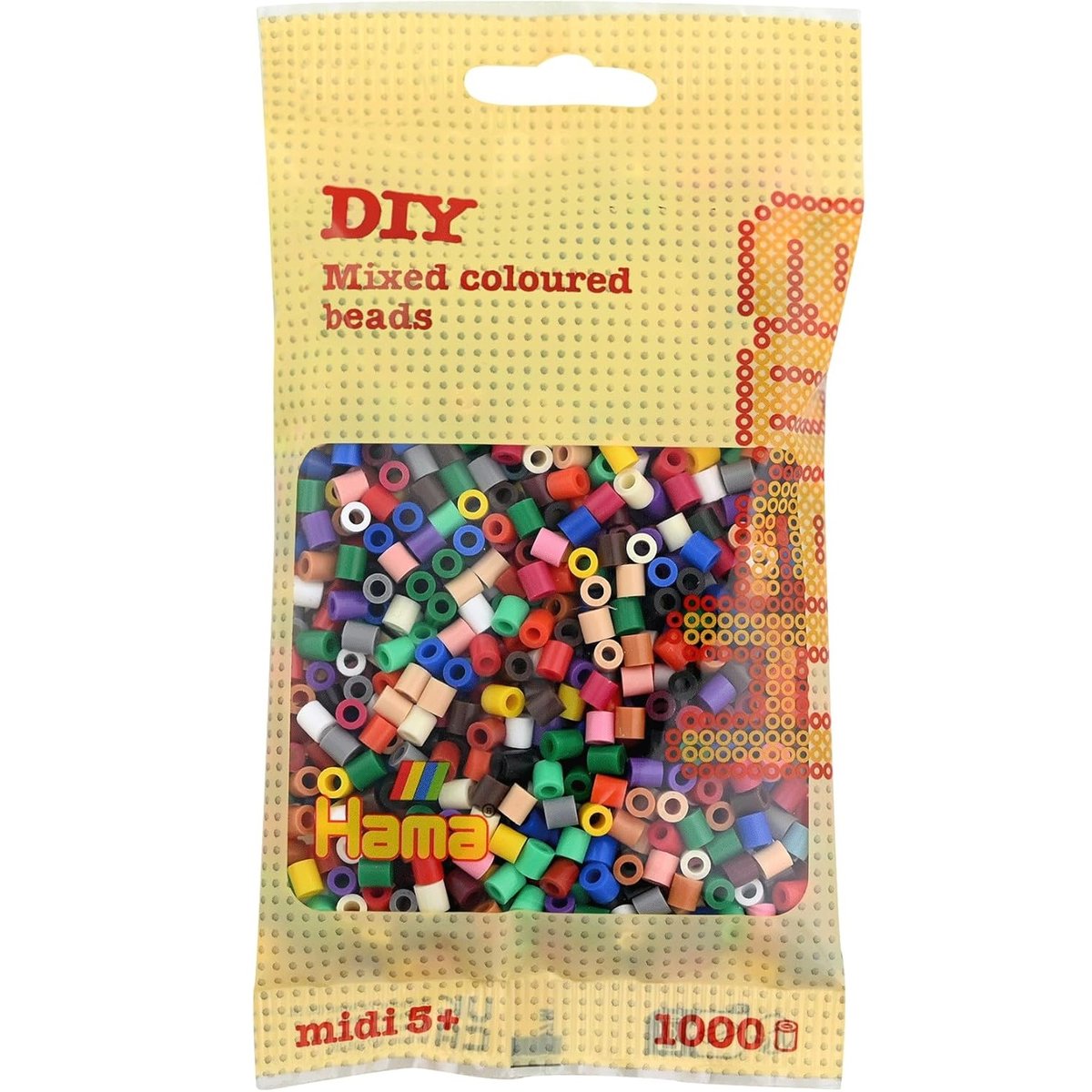 Sachet 1000 perles plastique Midi base mix 22 couleurs beige, HAMA
