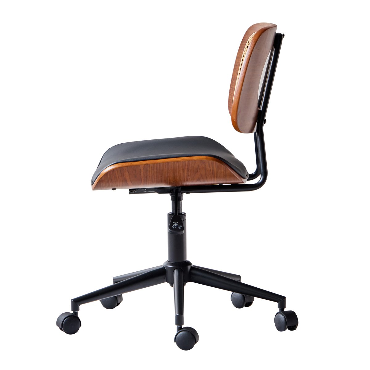 Chaise de bureau en bois et cannage, HERNING noir, NORDLYS