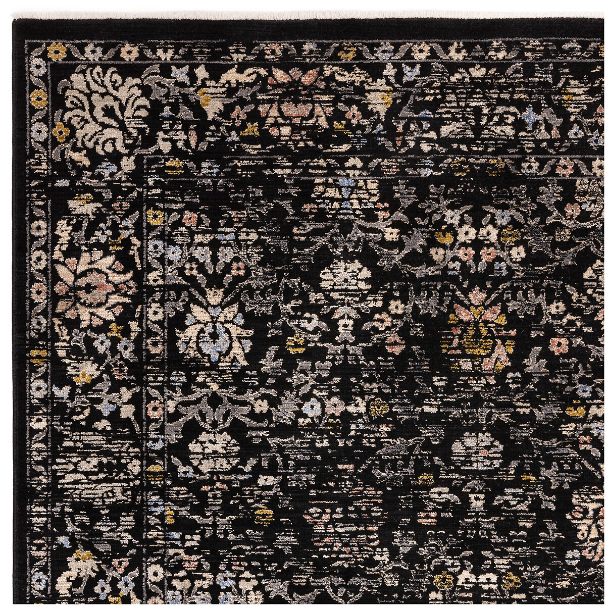 Dark Vintage Floral Rug black, ÉDITÉ