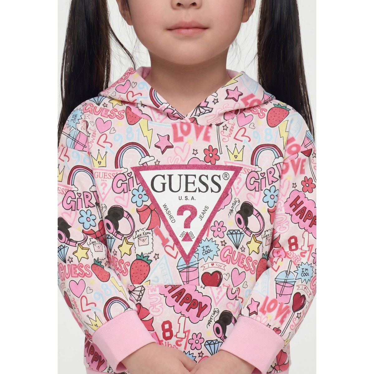 Robe À Capuche Imprimée rose multi, GUESS KIDS