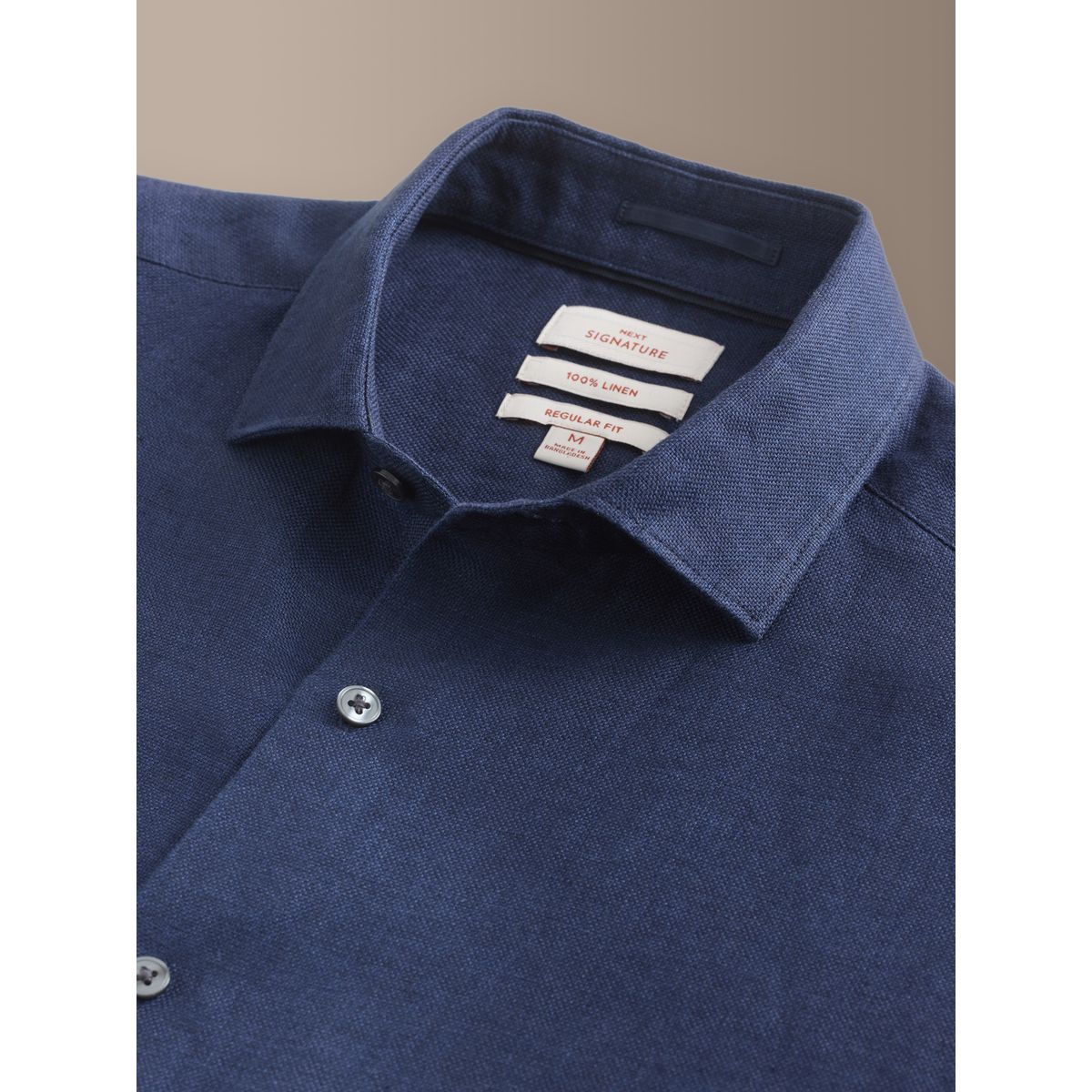 Chemise manches courtes en lin signature bleu, NEXT