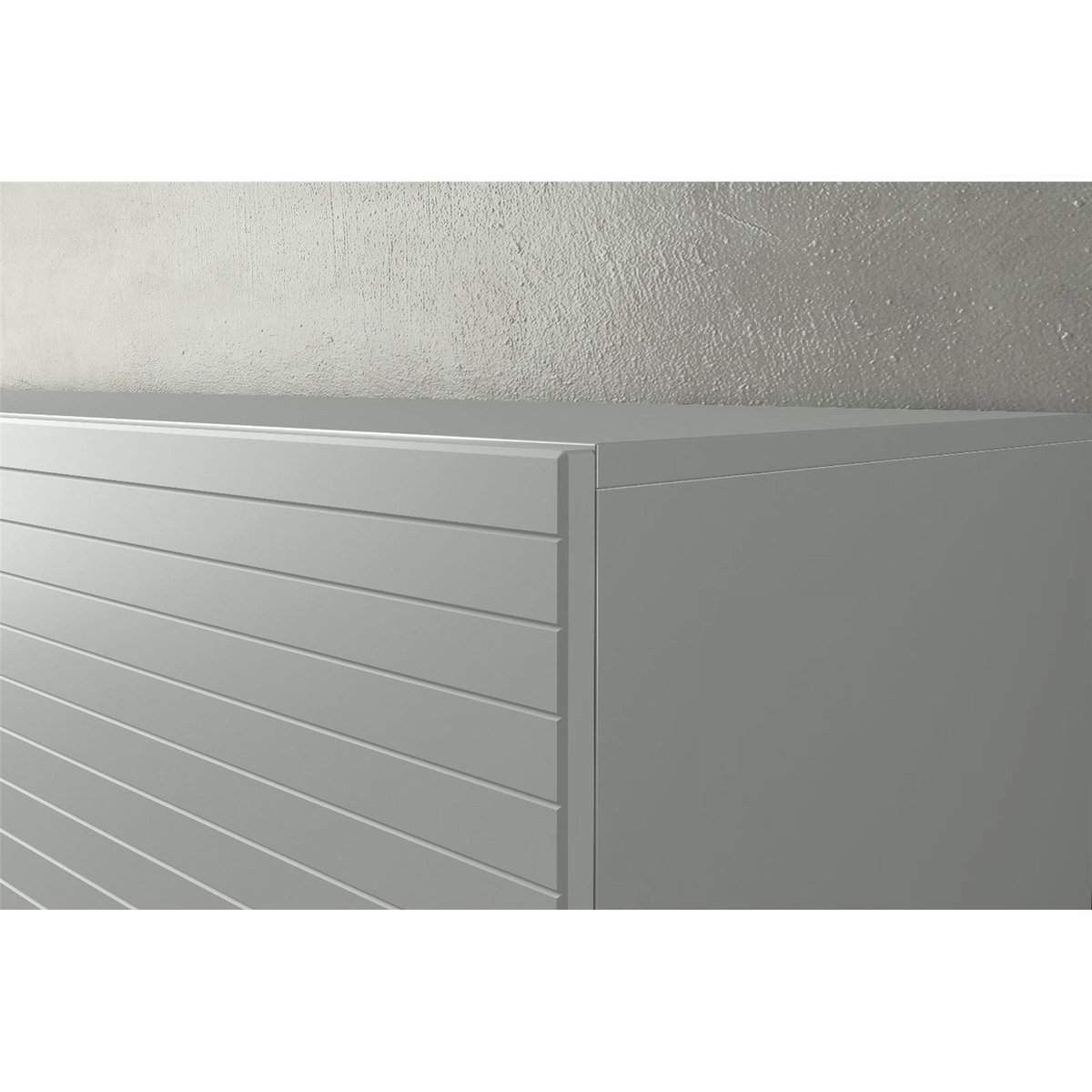 Commode 2 portes façades rainurées GONDIL gris, RECOLLECTION