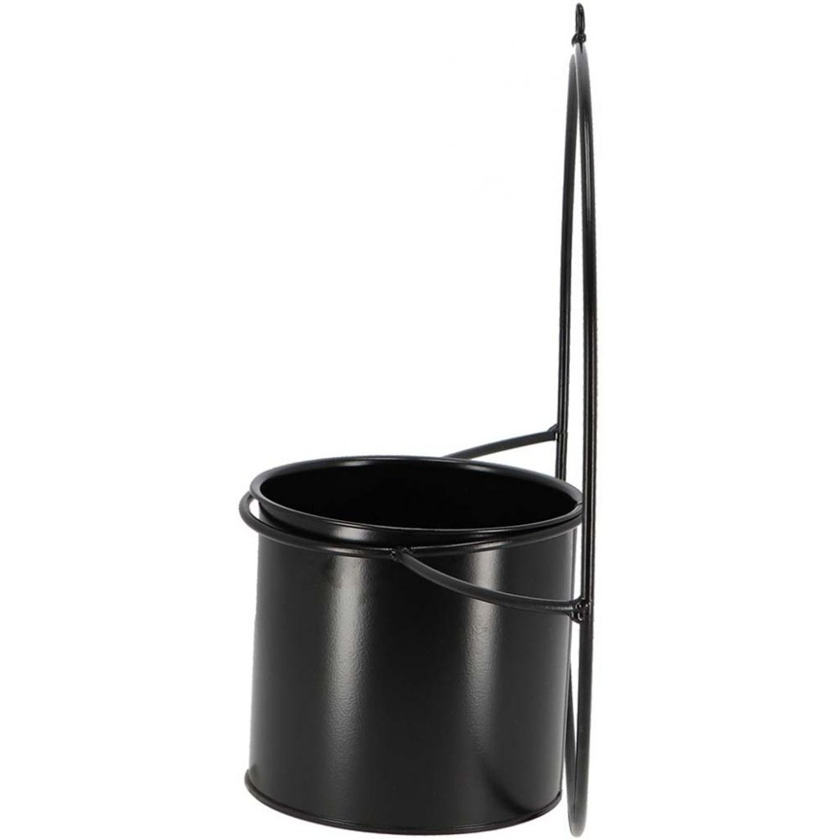 Jardinière déco ronde d'intérieur en métal noir Fixation murale noir, JARDINDECO
