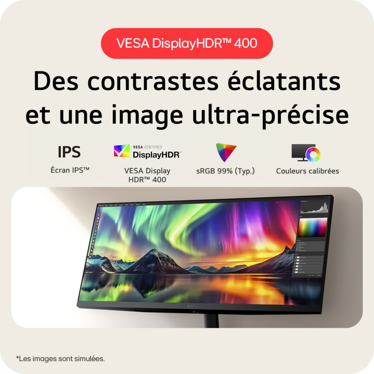 Ecran PC UltraWide 34U511A-B.AEU 34" IPS UWQHD 100 Hz HDR couleur unique, LG