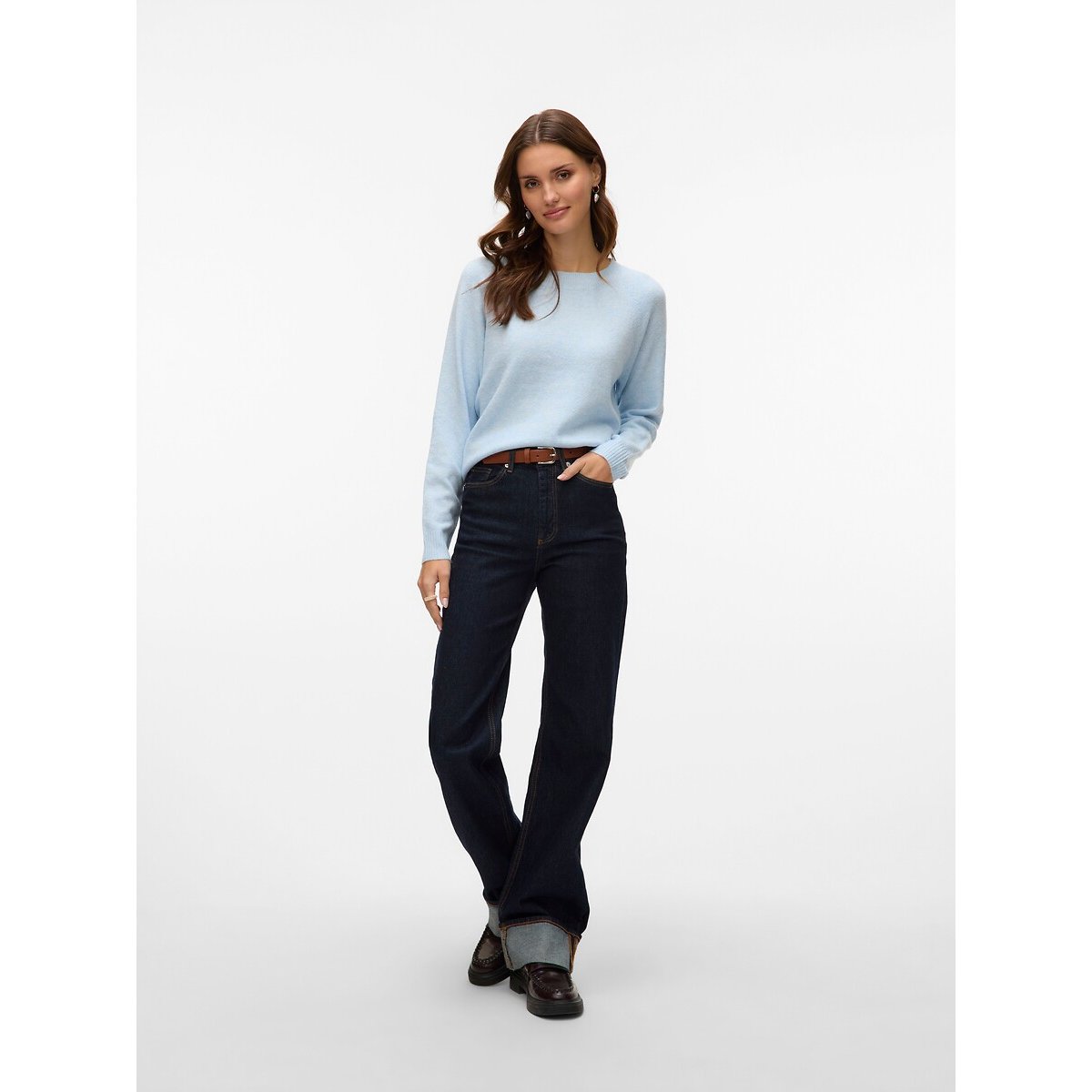 Jersey de punto sedoso azul claro jaspeado, VERO MODA