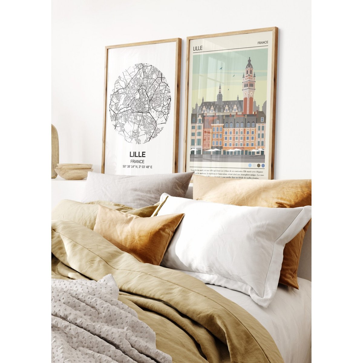 Affiche ville Lille Vintage blanc, L'AFFICHERIE