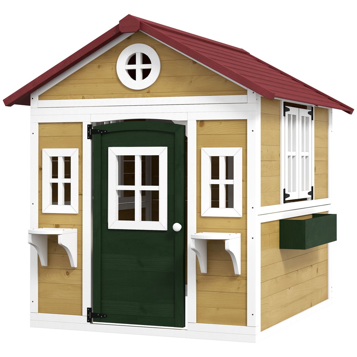 Maisonnette pour enfants Bois massif Beige beige, OUTSUNNY