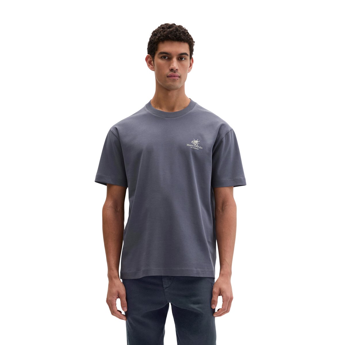 T-shirt loose avec impression dans le dos gris foncé, MARC O'POLO