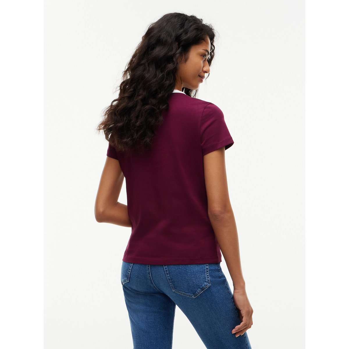 Tshirt col rond manches courtes bordeaux, TOMMY JEANS