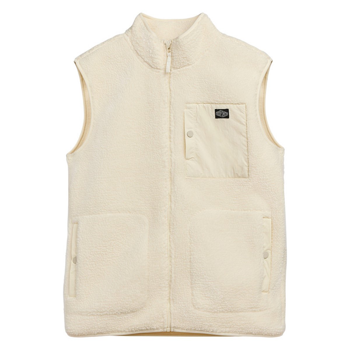 Veste sans manches écrue unie zippée en sherpa avec un col montant ecrue, TEDDY SMITH