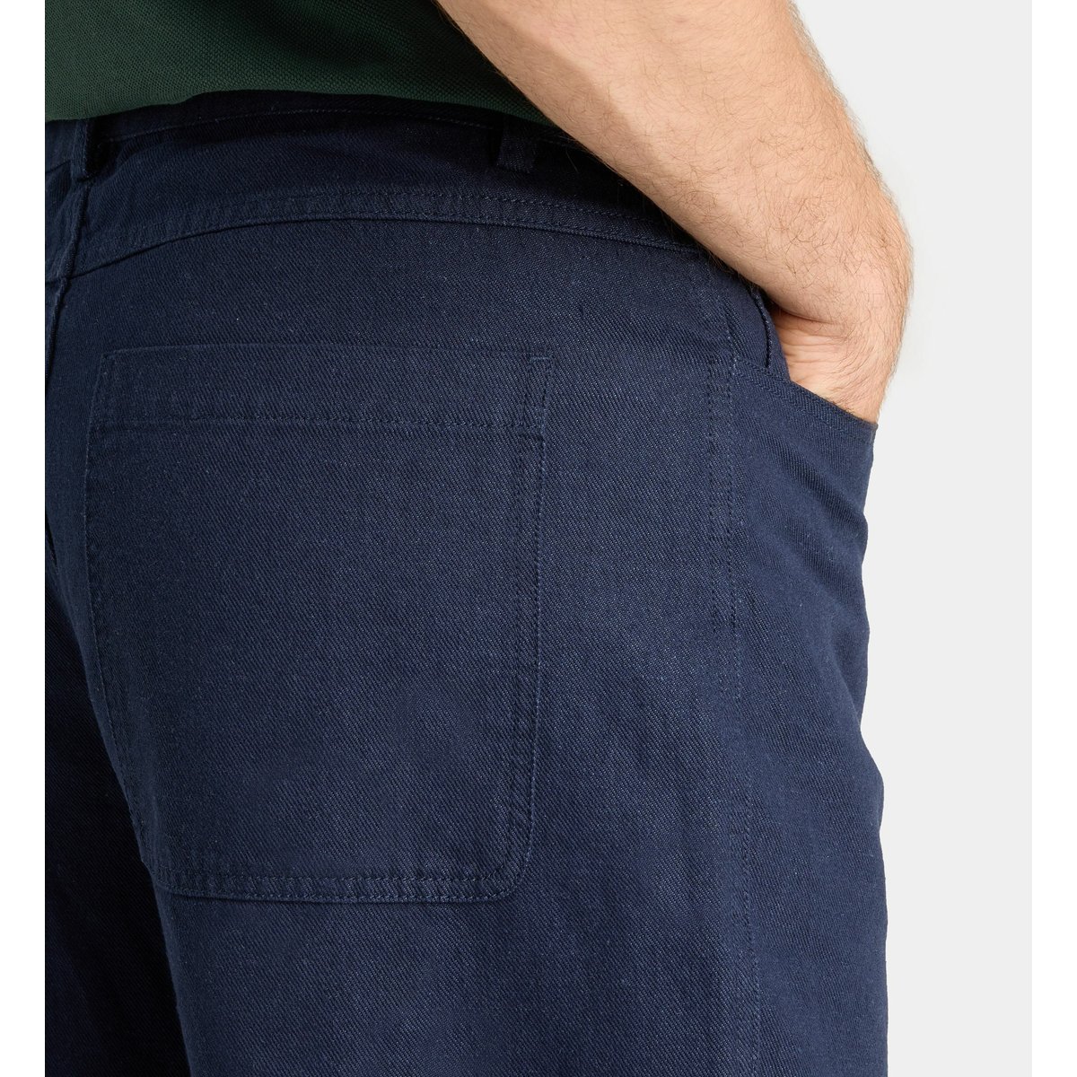 Pantalon rinpant droit en coton bleu gris, GALERIES LAFAYETTE
