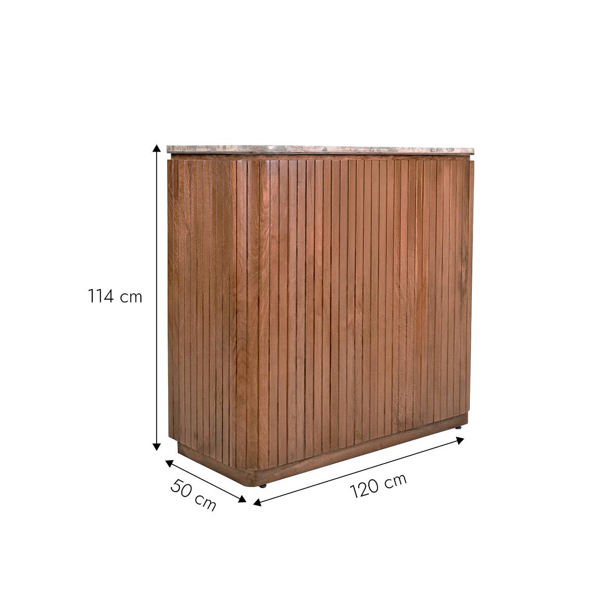 Meuble bar en bois de manguier et marbre  AMAYA bois foncé, MADE IN MEUBLES 