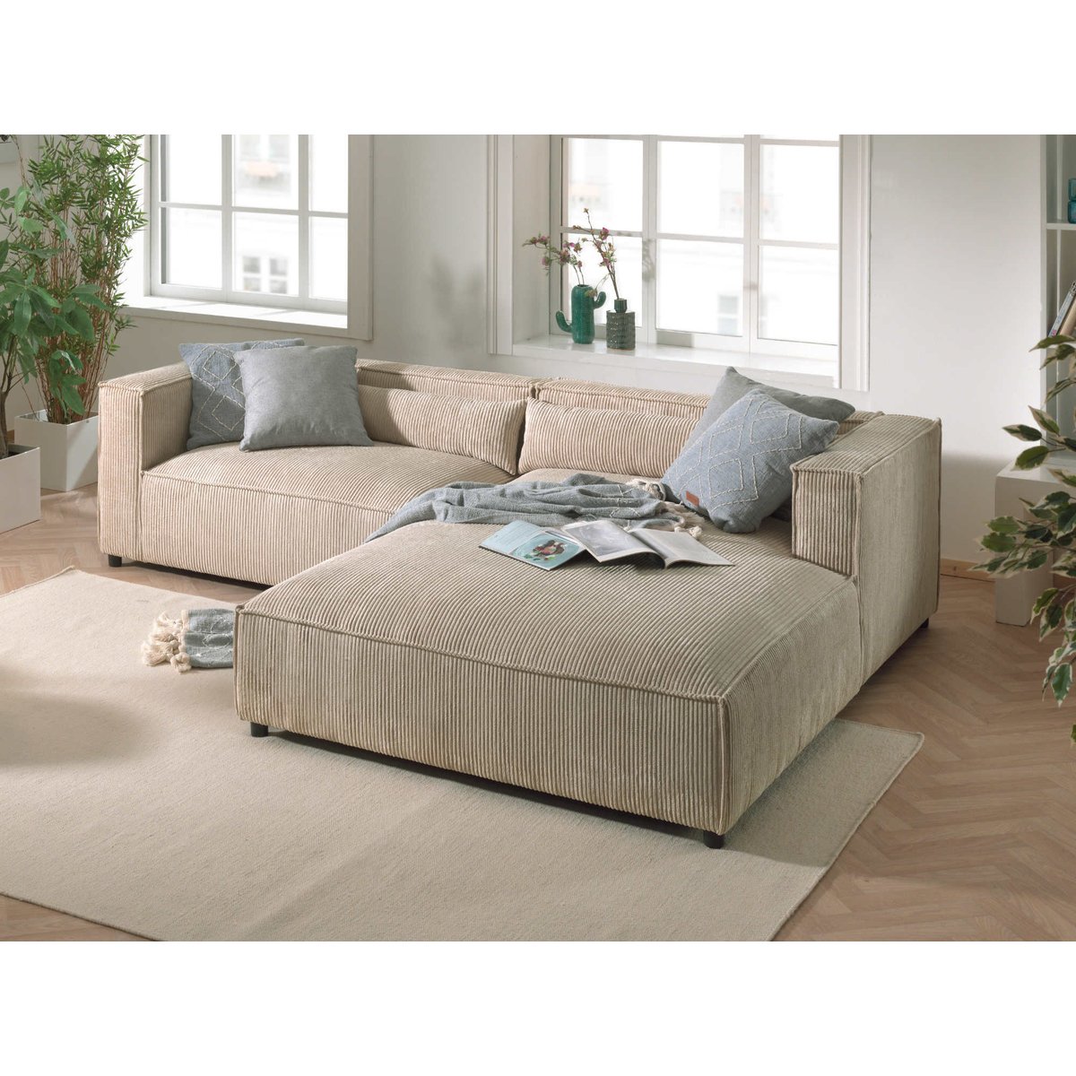 Canapé d'Angle droit 4 places - ELA beige, BEST MOBILIER