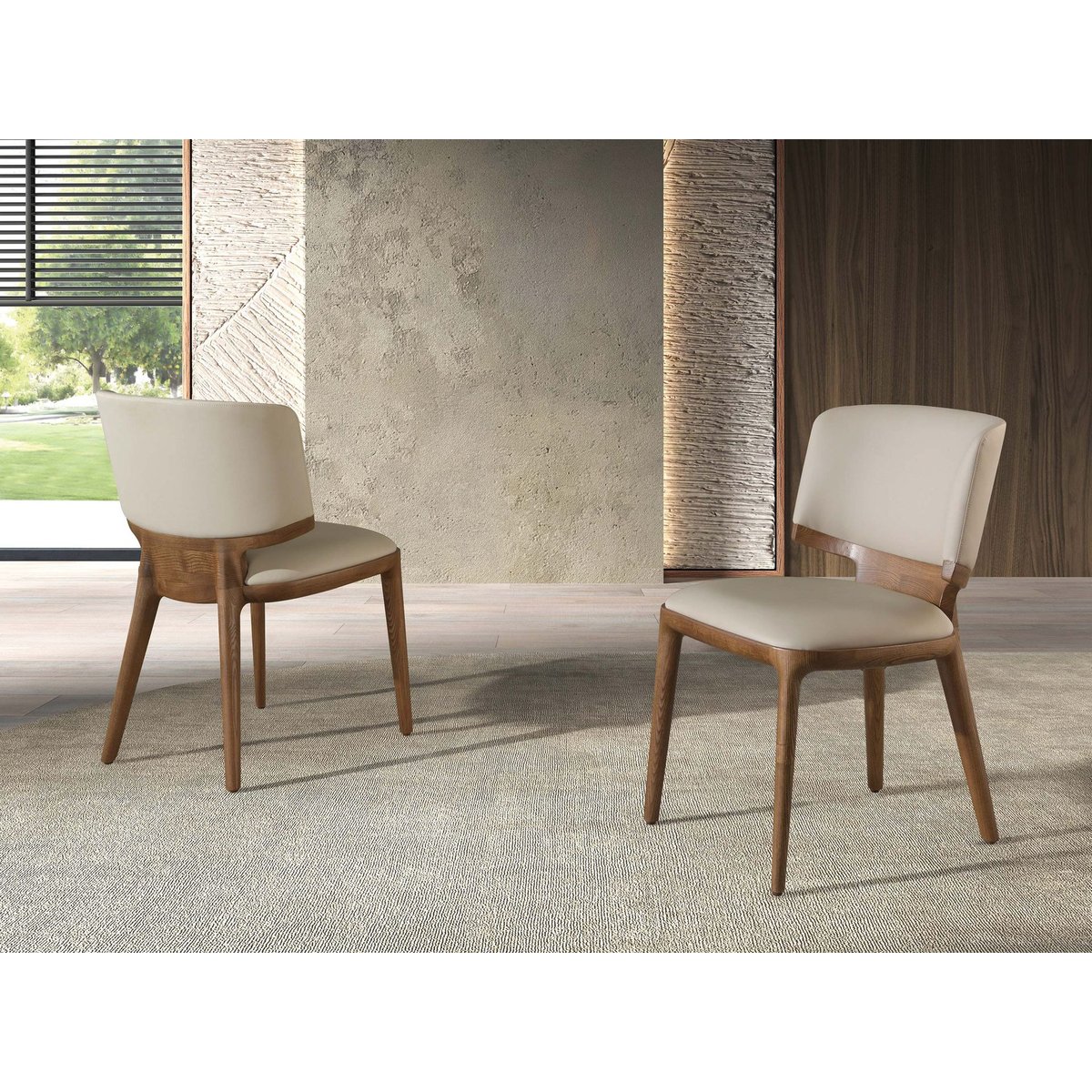 Chaise en similicuir noyer | crème, ANGEL CERDA