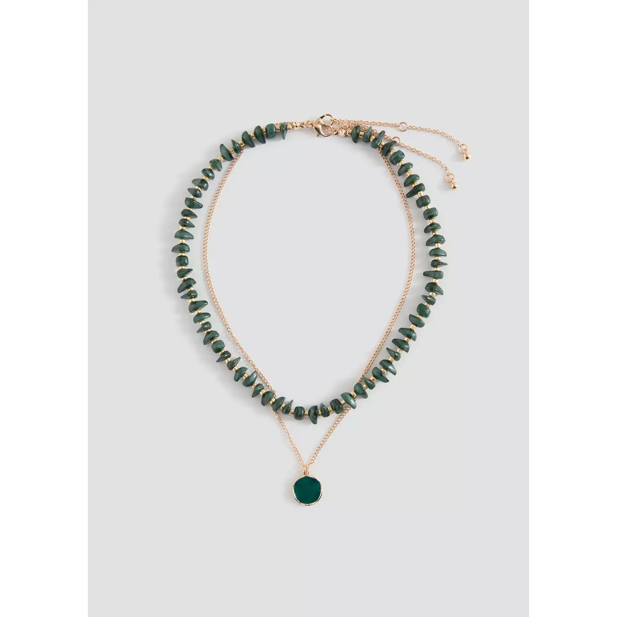 Pack 2 colliers combinés vert, MANGO TEEN