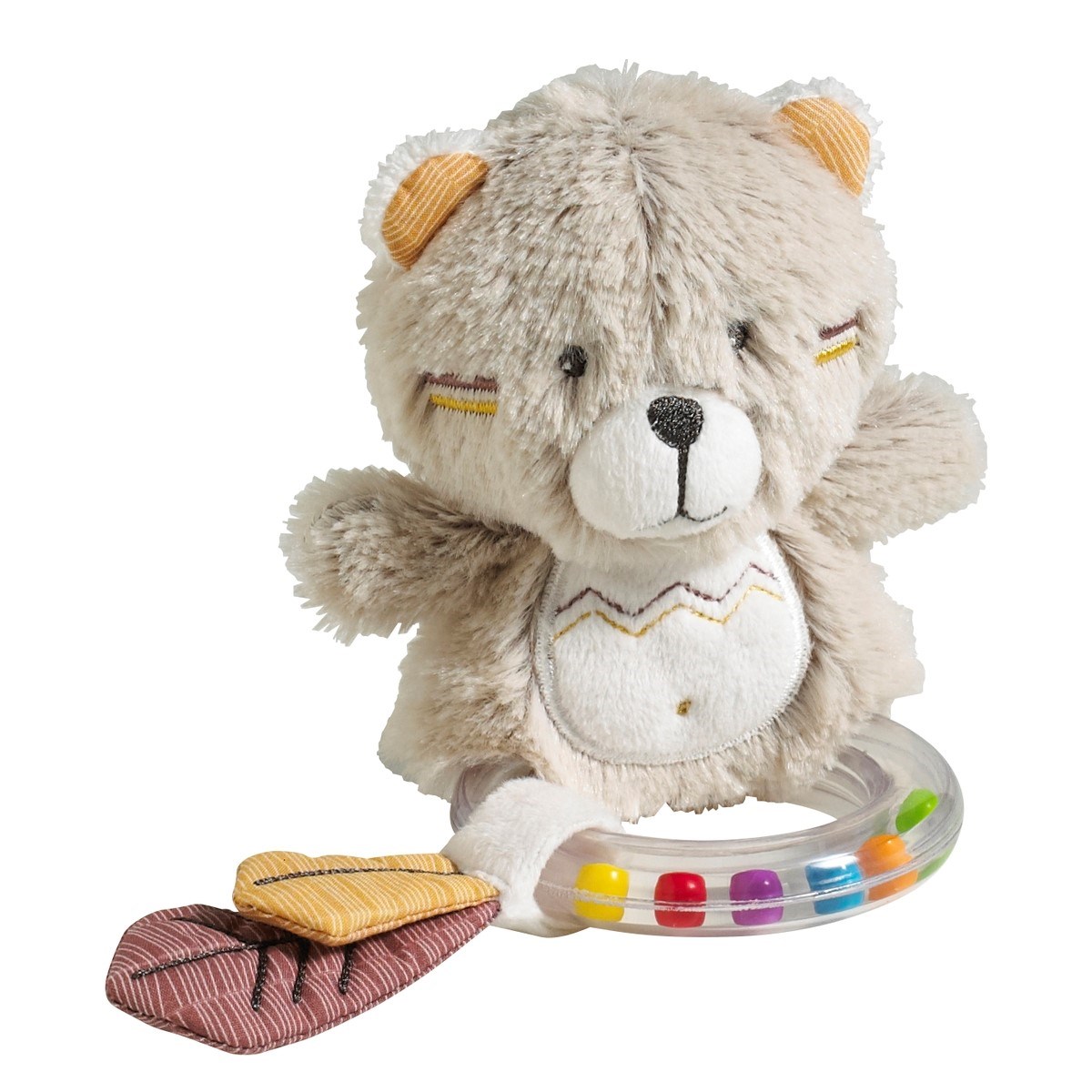 Hochet Ours en velours beige, SAUTHON