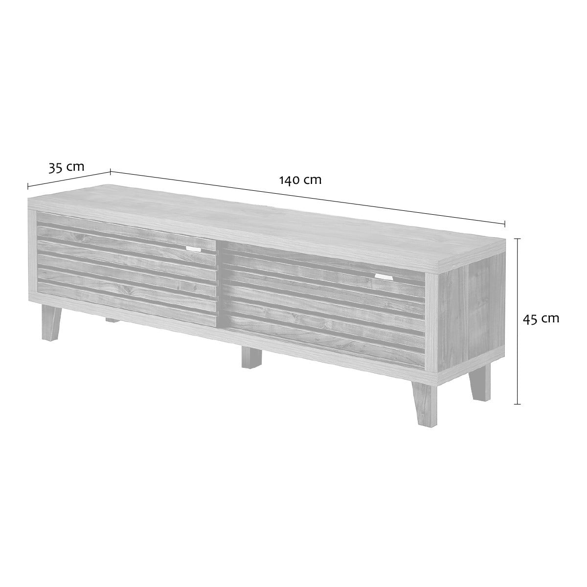 Meuble TV 2 portes coulissantes LIAM bois foncé, CALICOSY