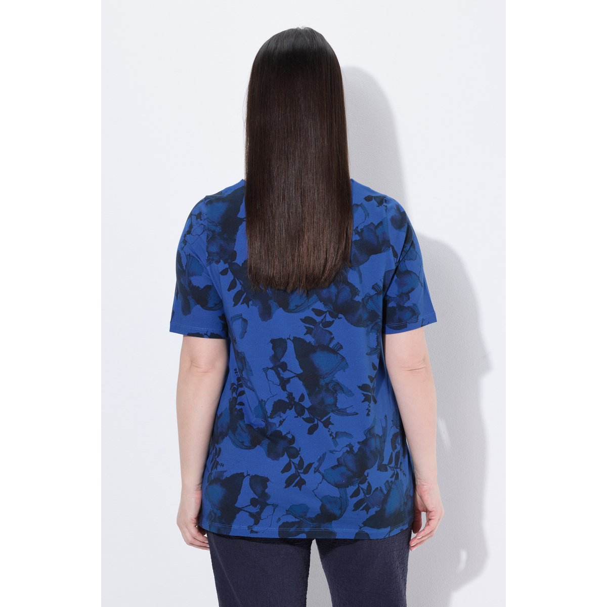 T-shirt en coton Pima marine foncé, ULLA POPKEN