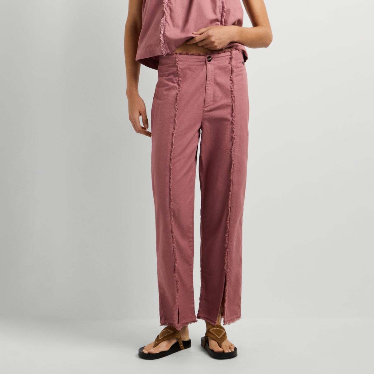 Pantalon Droit Teint En Pièce rose foncé, PEPE JEANS