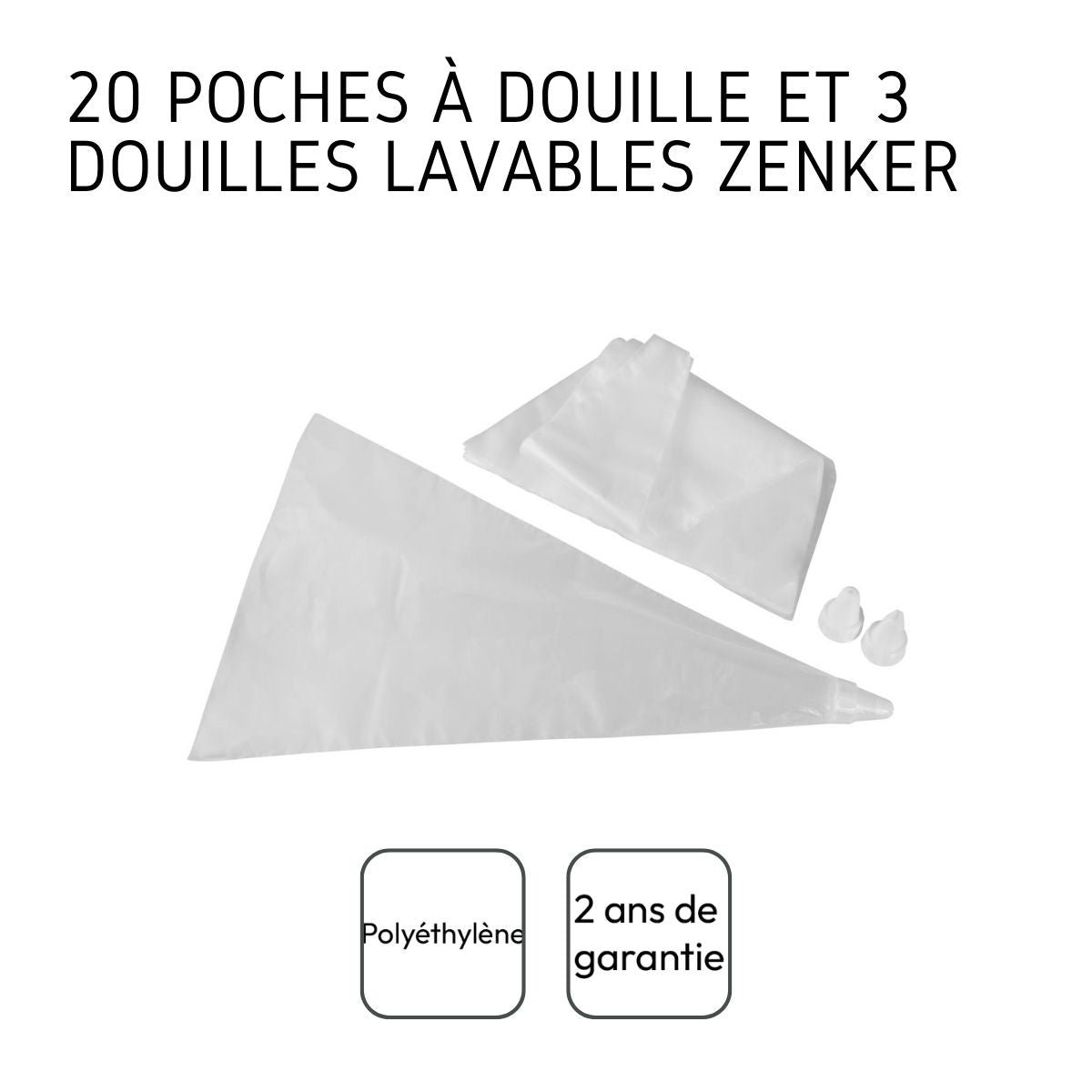 Ensemble de 40 poches à douille et 6 embouts SMART PASTRY transparent, ZENKER