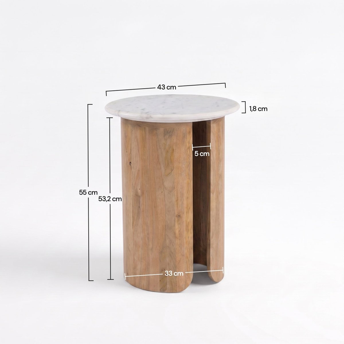 Table d'appoint en marbre et bois de manguier - LÉANA blanc, MAISON PAVANE