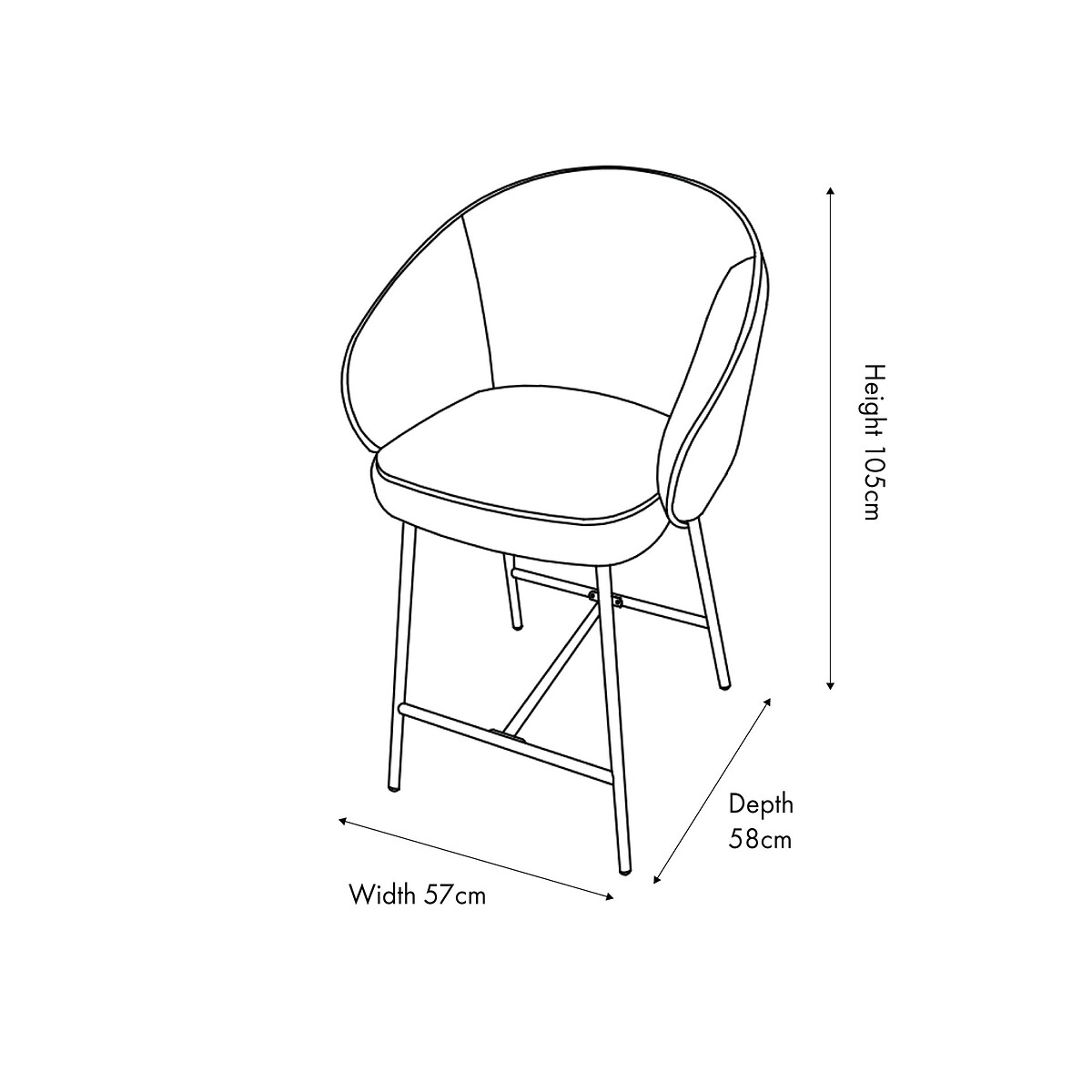 Kinley Chenille & Metal Tub Bar Stool mocha, SO'HOME