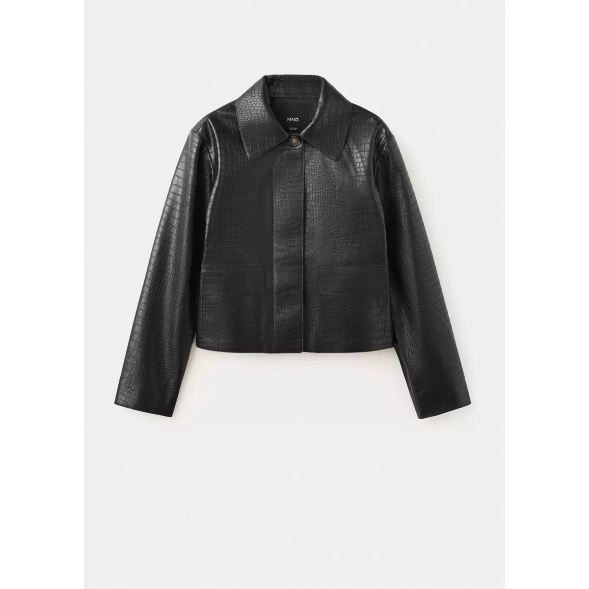 Veste effet peau de croco noir, MANGO