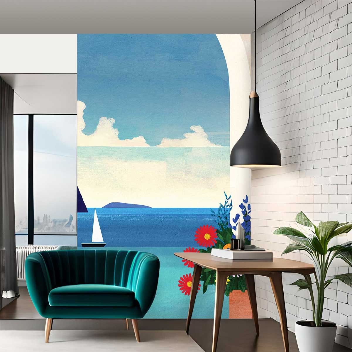 Papier peint bleu marin intissé, HEXOA