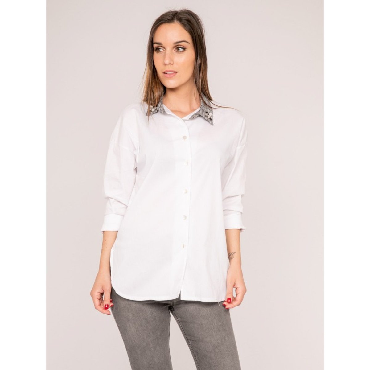 Chemise Col Fantaisie Osmane blanc, DONA LISA