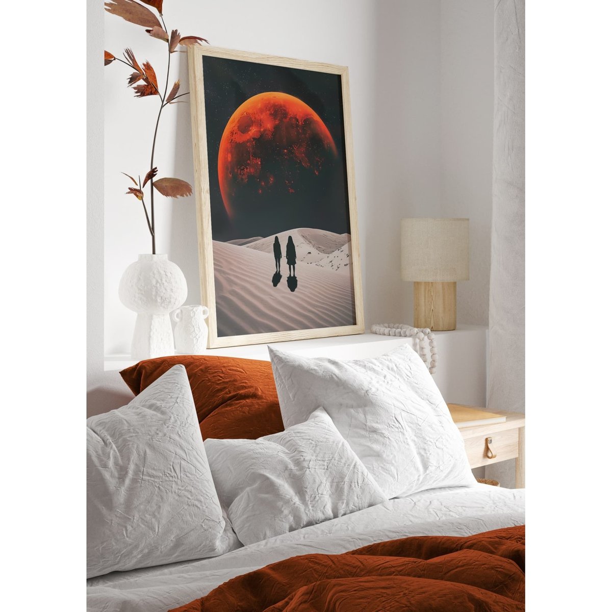 Affiche Deux Silhouettes et Lune Rouge blanc, L'AFFICHERIE