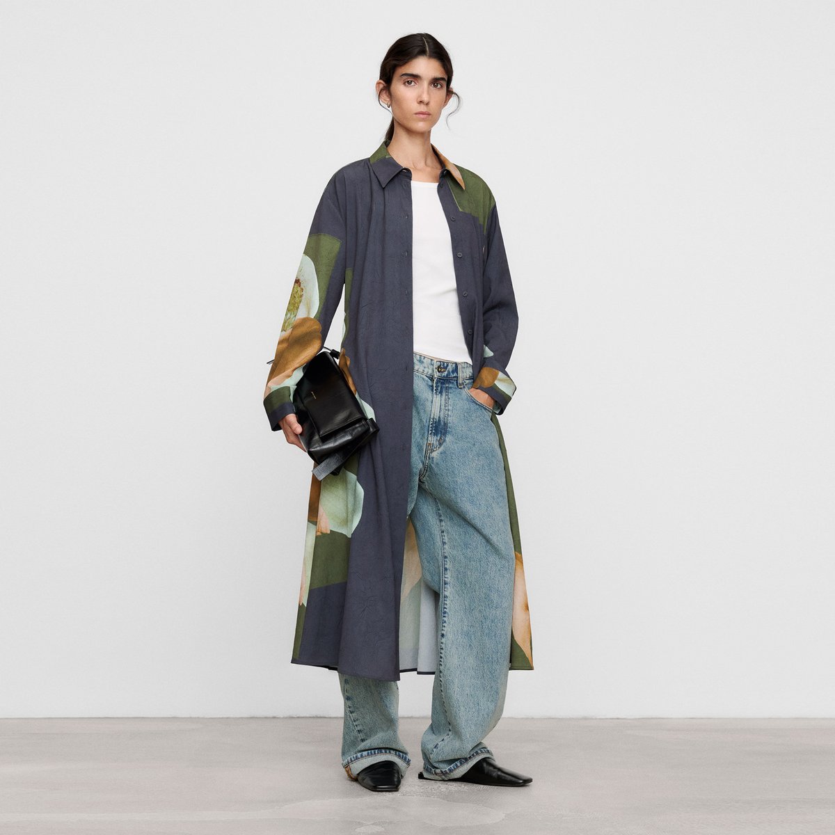 Robe-chemise imprimée avec ceinture imprimé fleurs, ADOLFO DOMINGUEZ