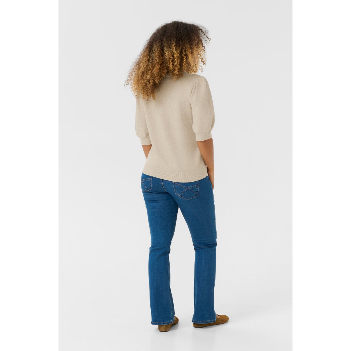 Pullover tricoté beige oat melange, CREAM