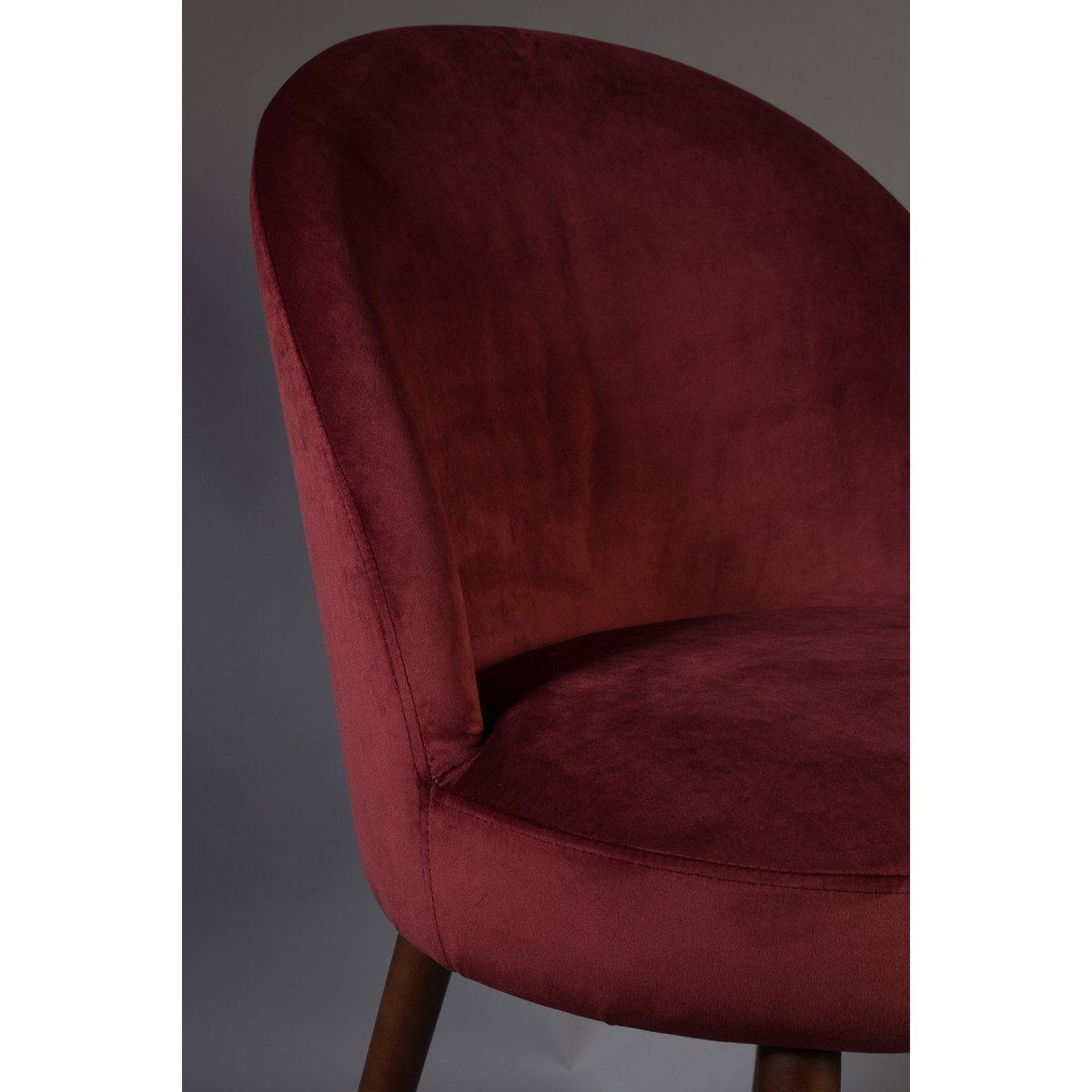 Chaise de salle à manger en velours - BARBARA rouge, DUTCHBONE