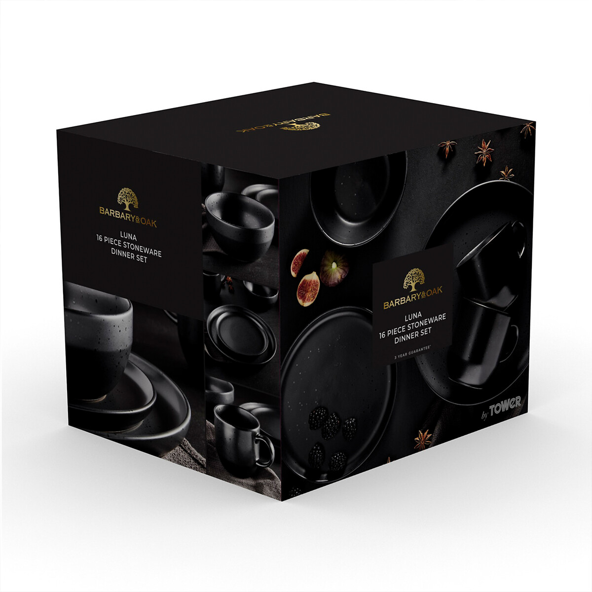 16-Piece Luna Dinner Set black, BARBARY & OAK