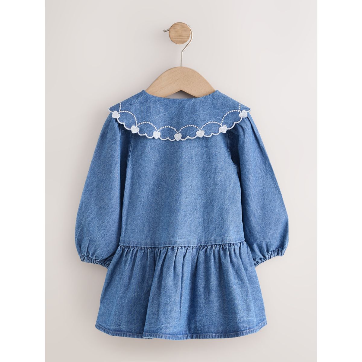 Robe à manches longues et col brodé jena bleu, NEXT