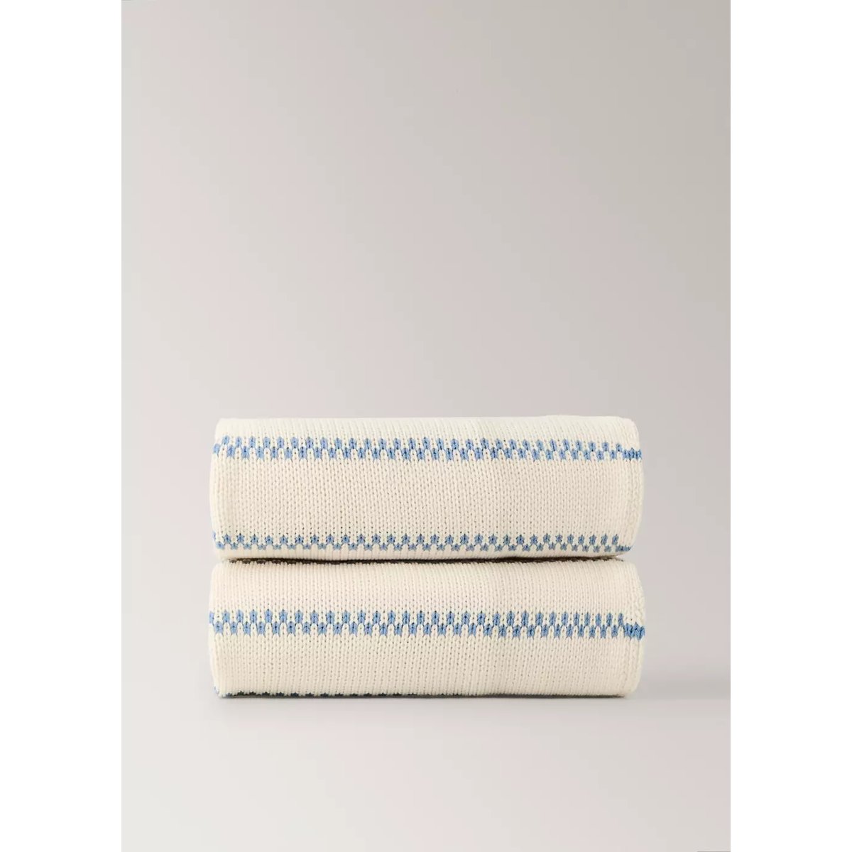 Plaid en mélange de laine à rayures bleu, MANGO HOME