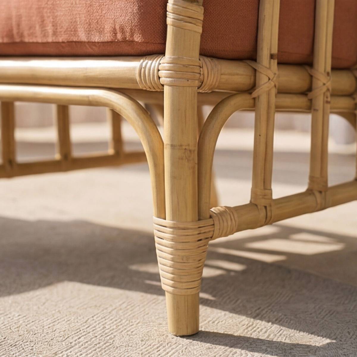 Salon de jardin en rotin et tissu RATTAN bois foncé, MADE IN MEUBLES