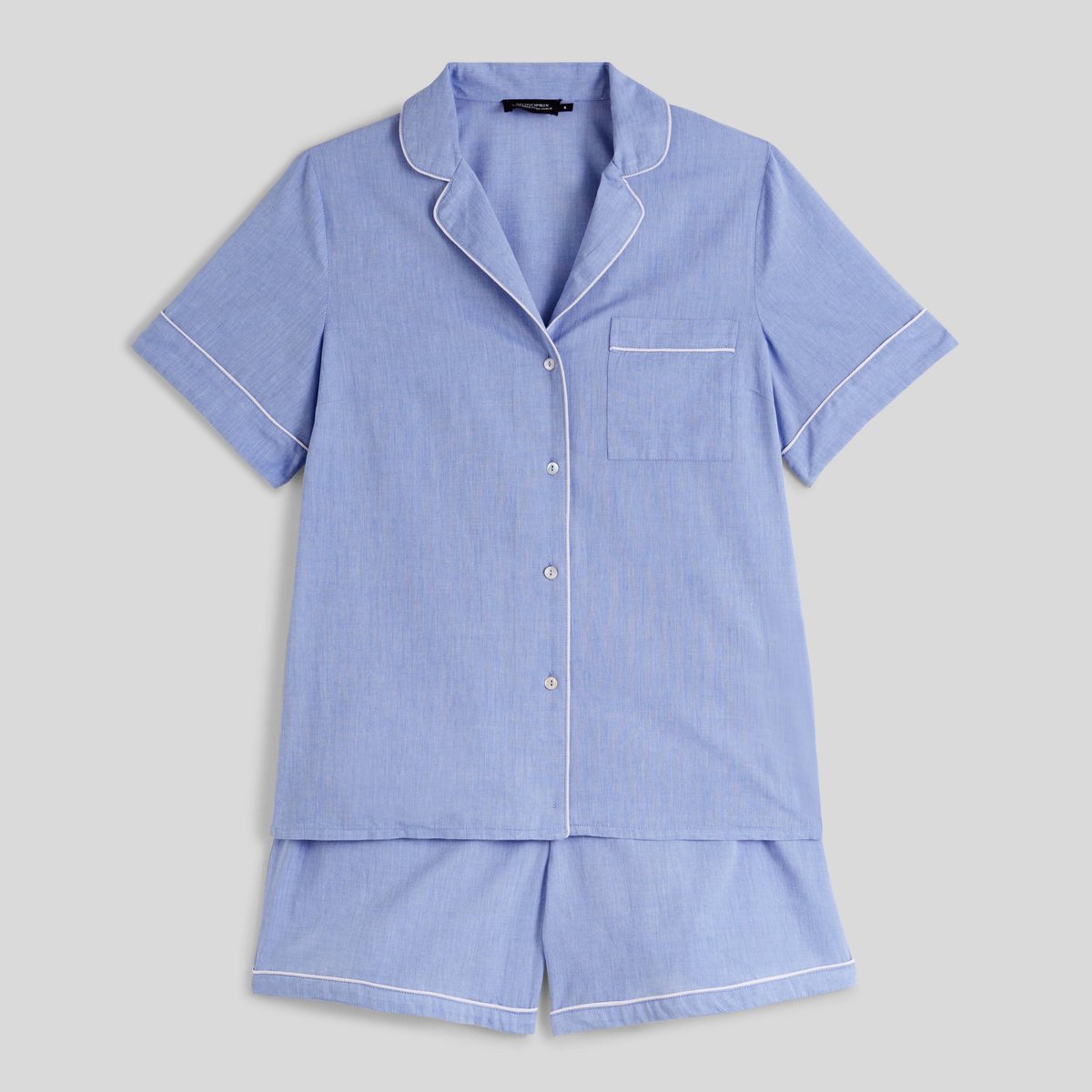Pyjashort manches courtes uni en coton BIO GOTS celeste, MONOPRIX