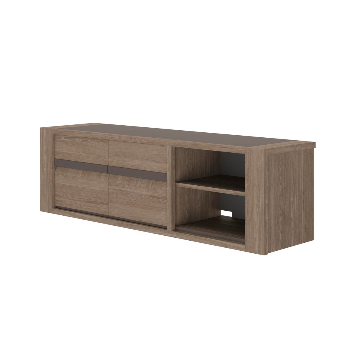 Meuble tv 2 portes reed 190cm avec tablettes beige, GAMI