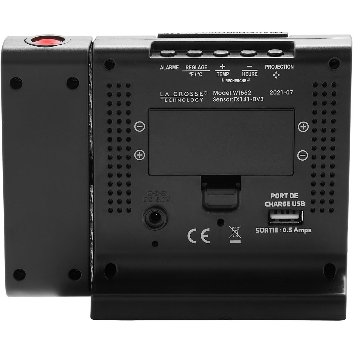 Réveil WT552 Noir couleur unique, LA CROSSE TECHNOLOGY
