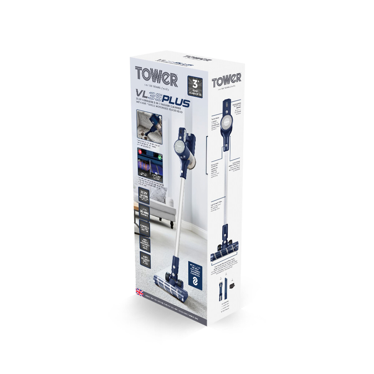 VL35 Pro Cordless Anti Tangle Vacuum - T513008 blue, TOWER