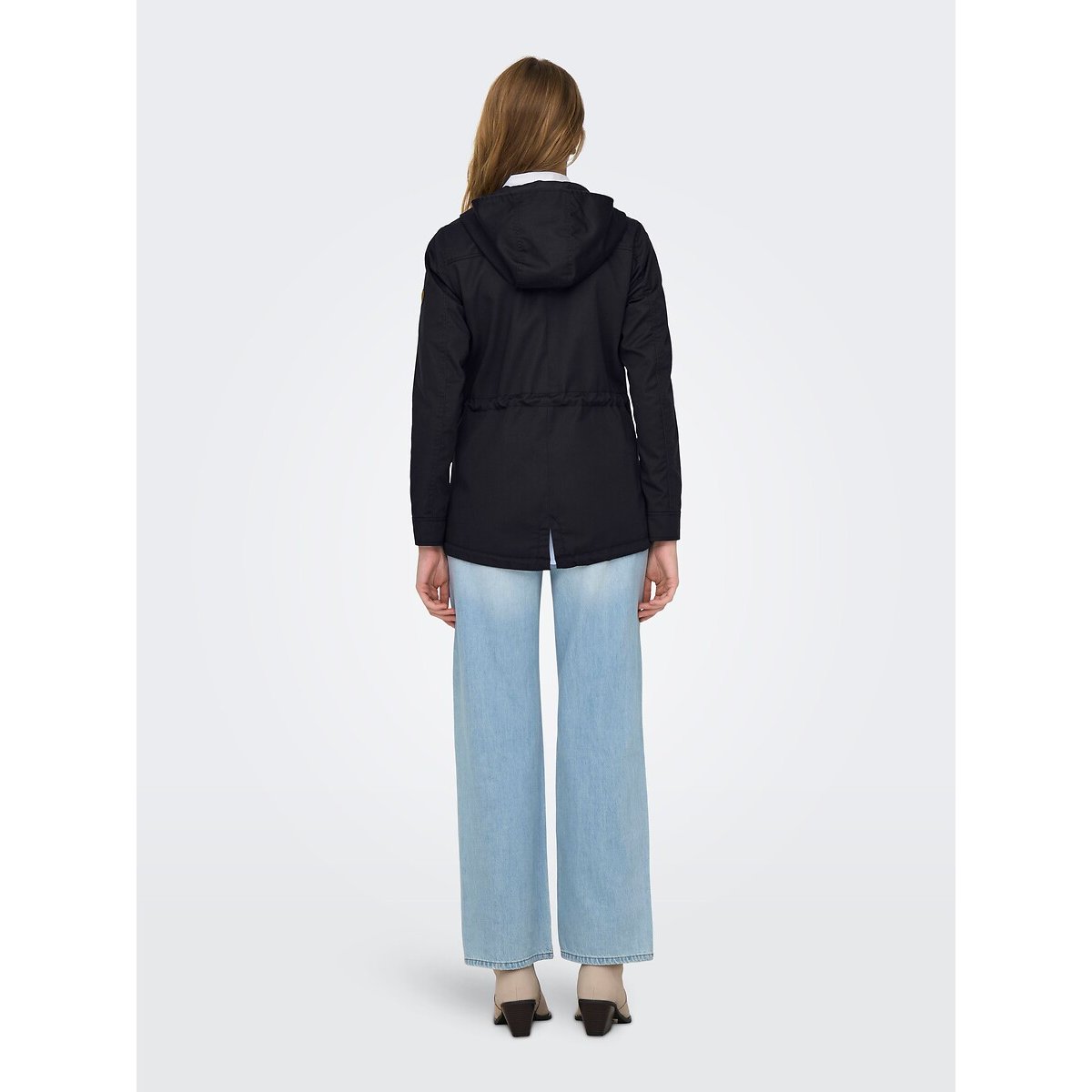 Parka con cappuccio di media lunghezza blu notte, ONLY