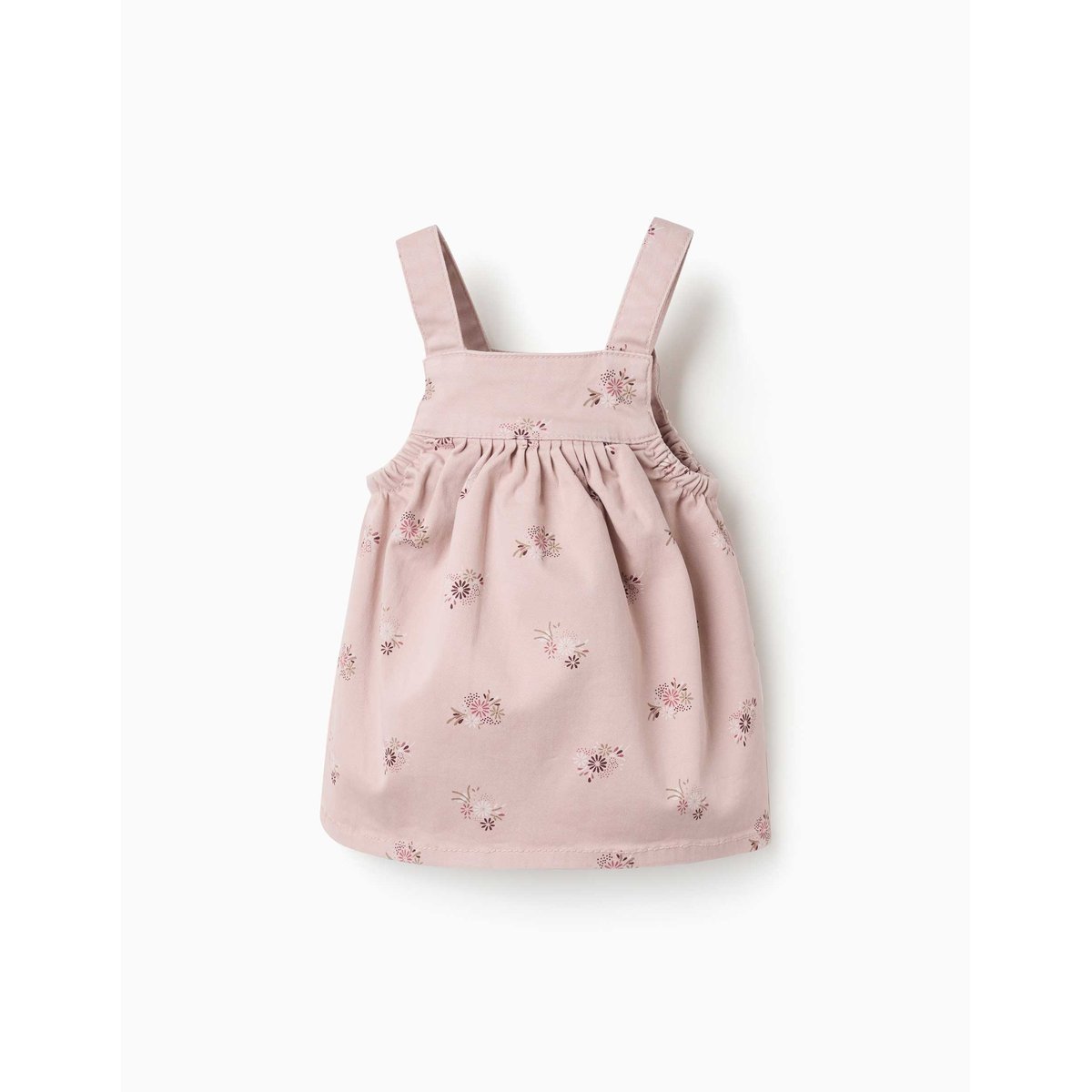 Robe chasuble en sergé avec imprimé fleuri rose clair, ZIPPY