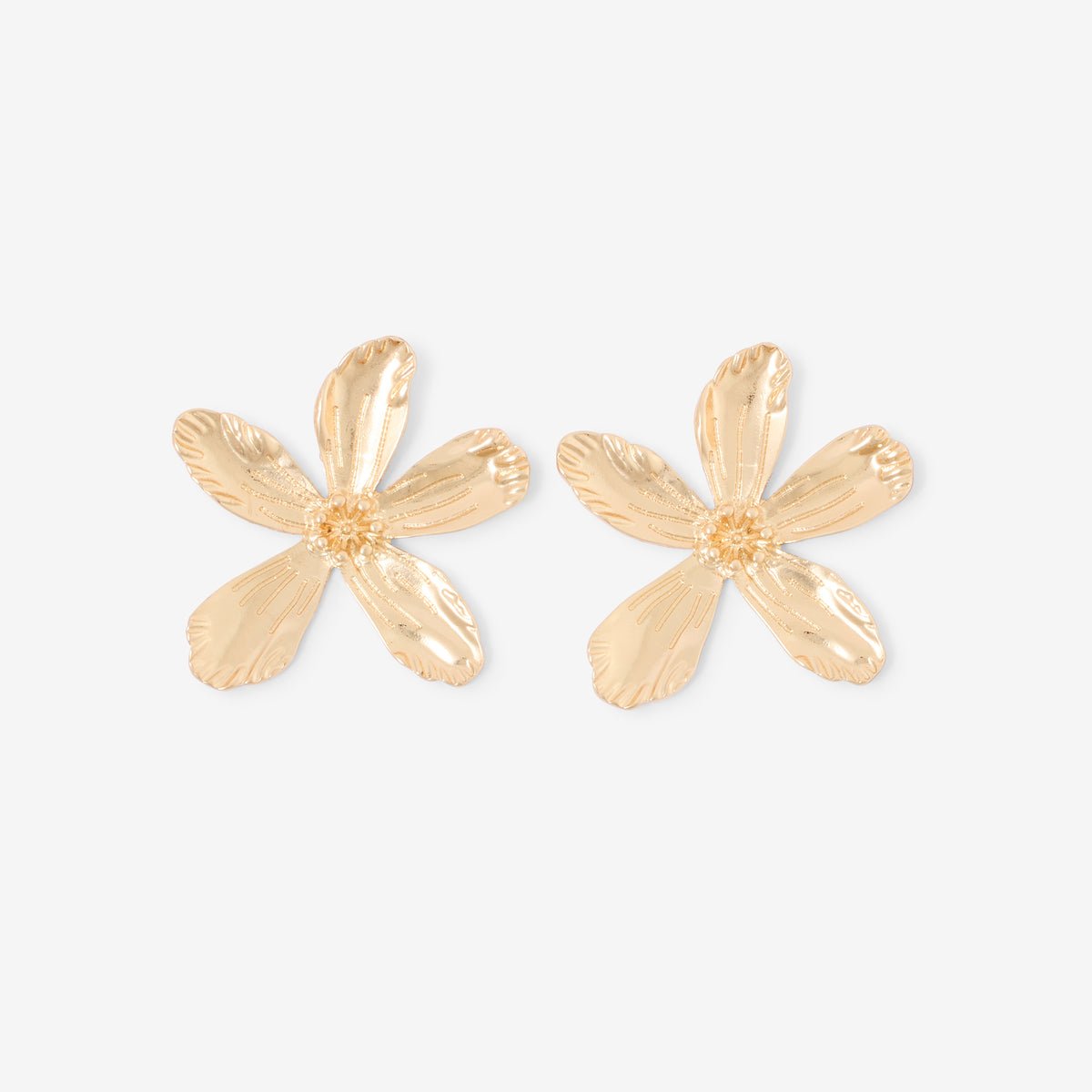 Grandes boucles d'oreilles fleurs dorées doré, BALABOOSTE