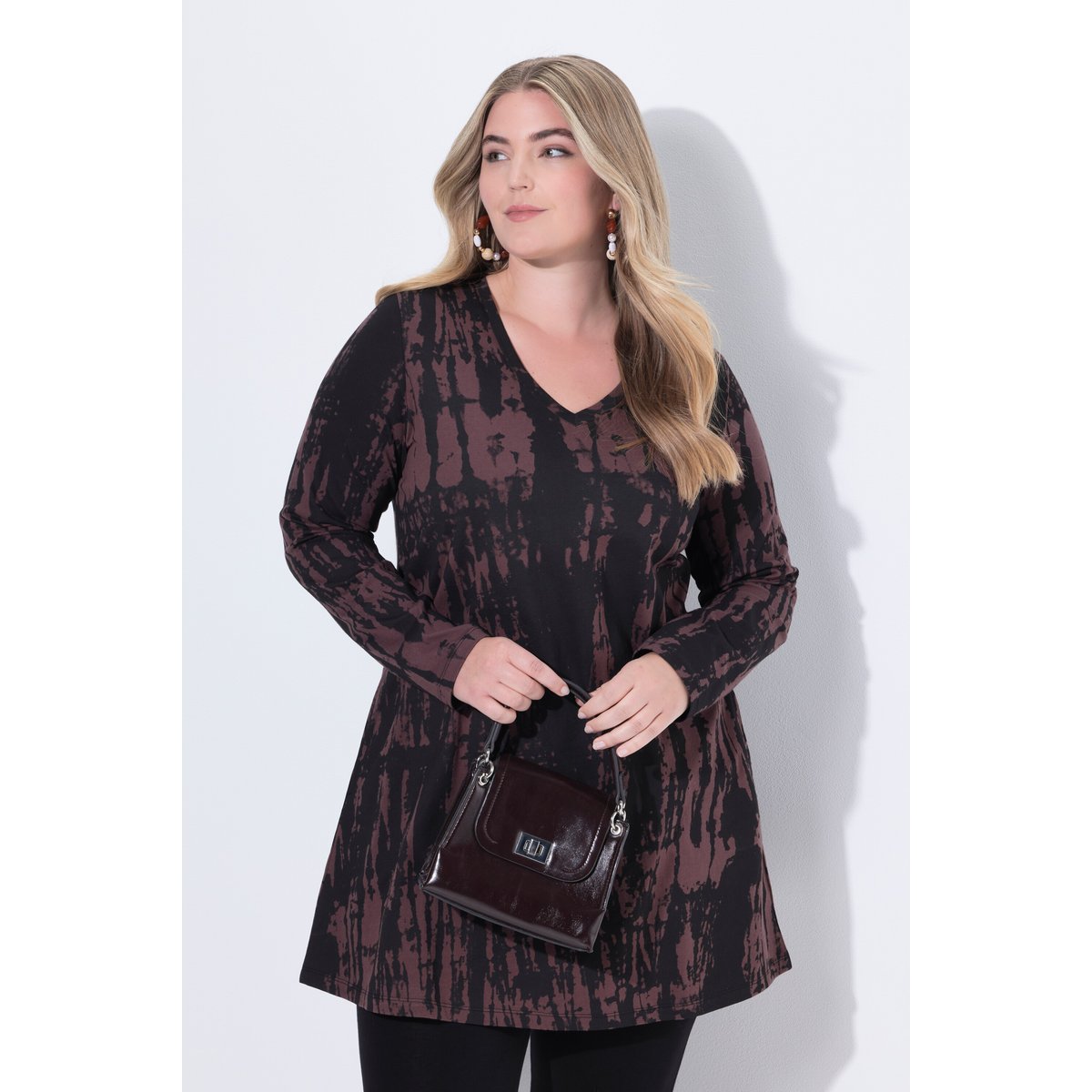 T-shirt long avec dégradé de couleurs expresso, ULLA POPKEN