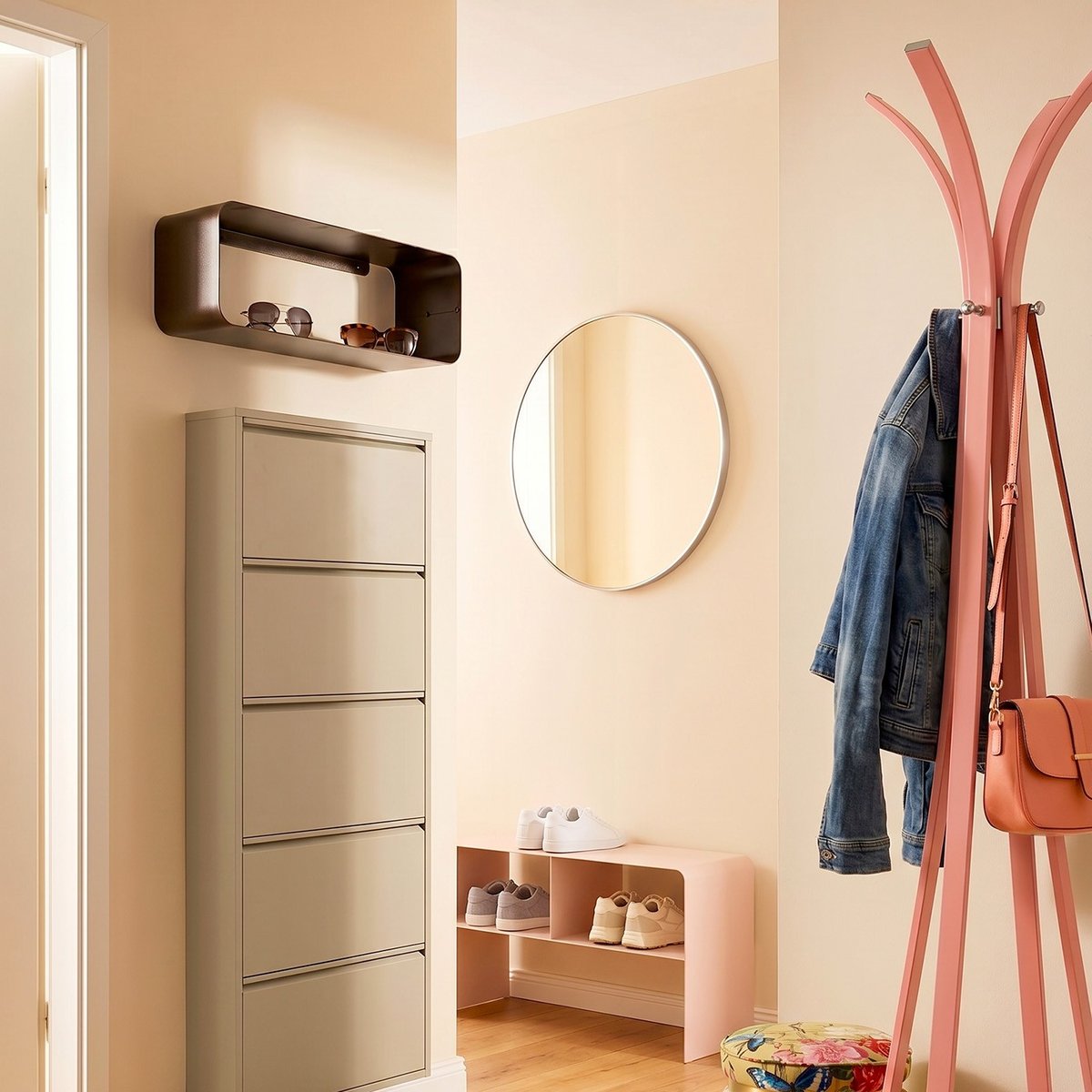 Miroir rond en acier, CURVE beige, KARE DESIGN