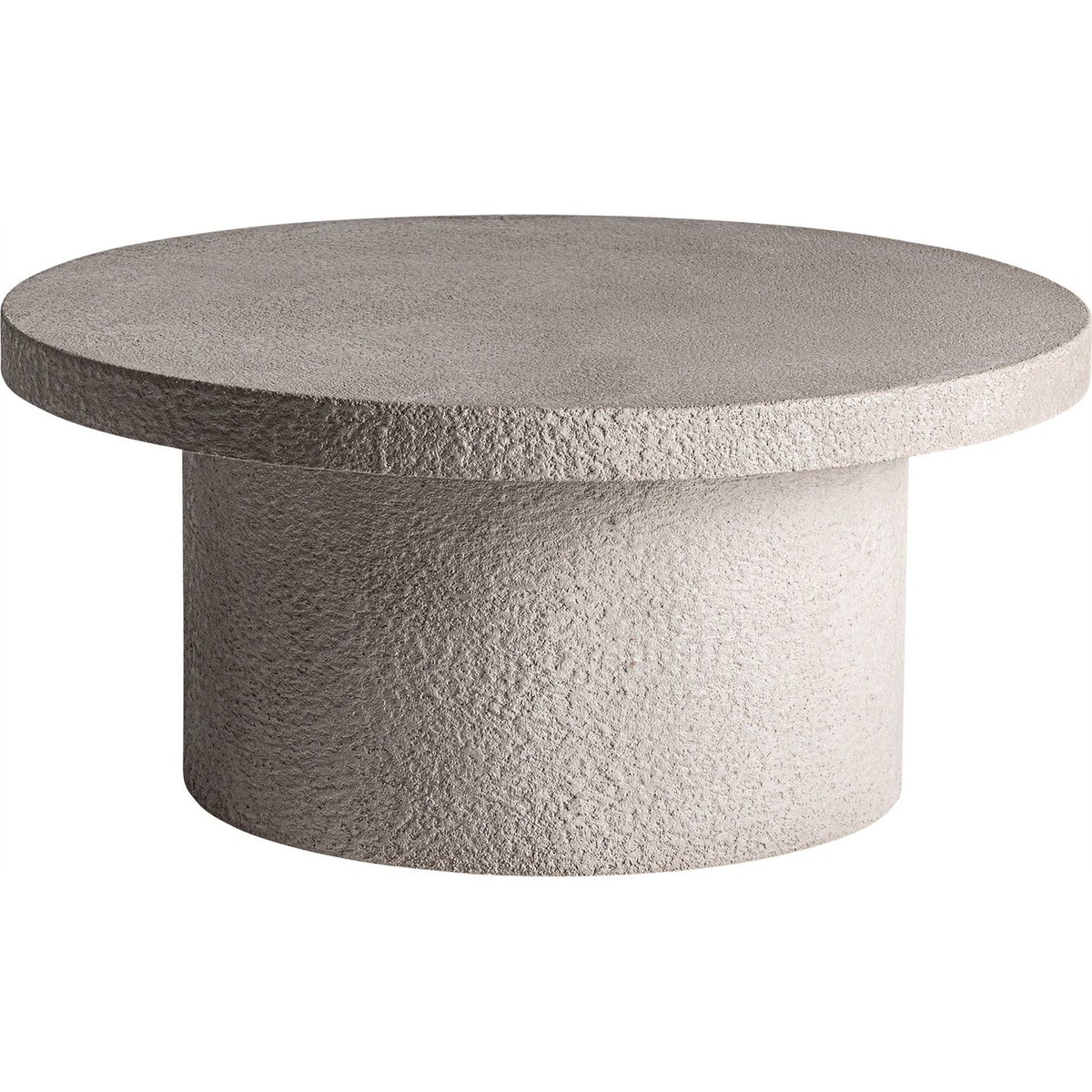 Table basse ronde en ciment blanc cassé, RECOLLECTION
