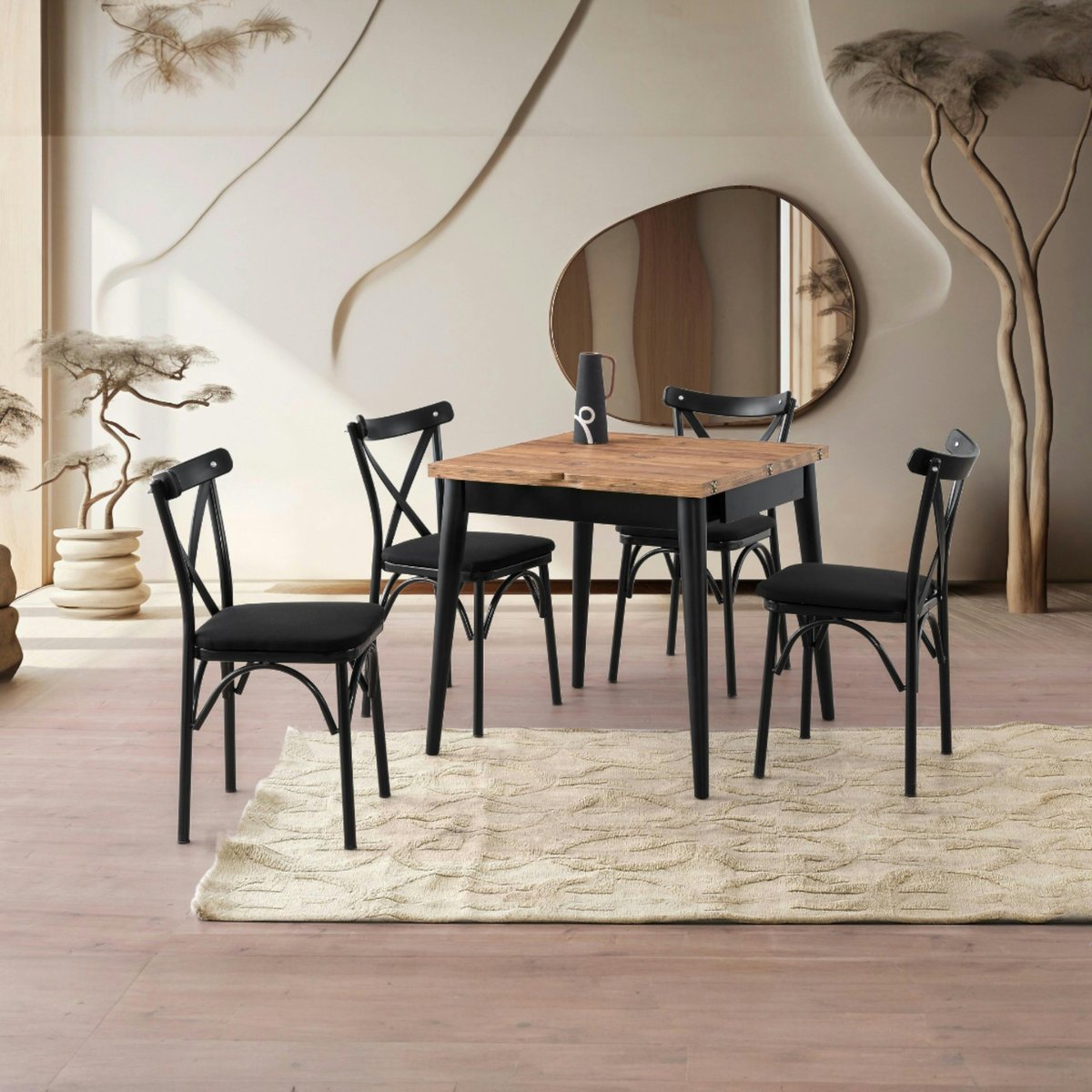 Table de cuisine extensible effet pin 80-160 cm UMEA bois naturel, PIER IMPORT