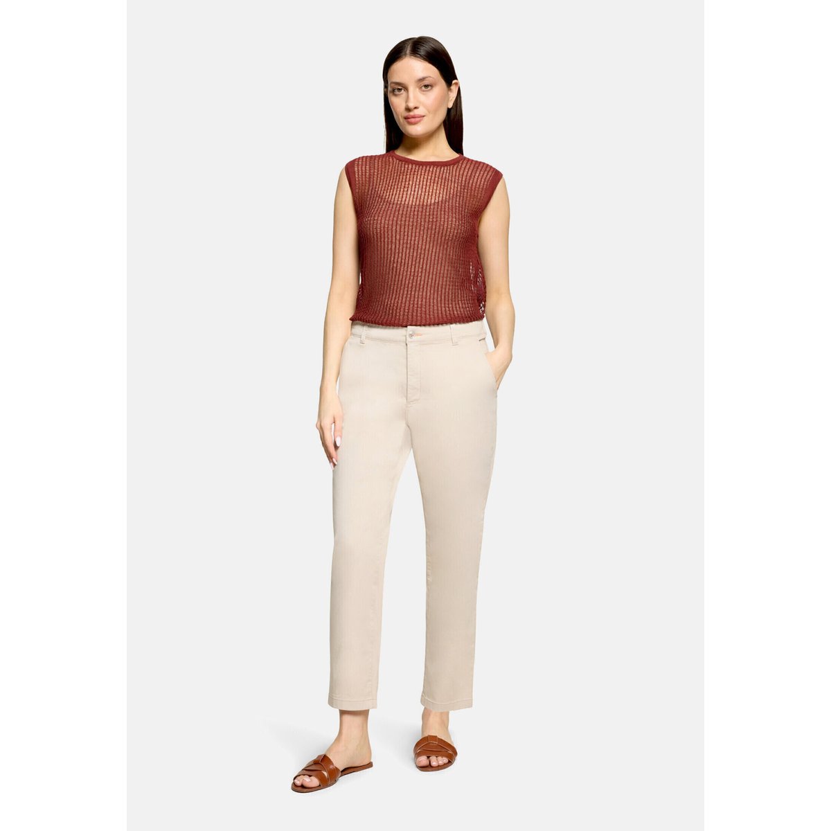 Top en maille à encolure ronde rust brown, CARTOON